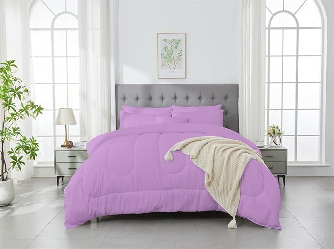 3 Piece Solid Color All Season Bedding Comforter Set Microfiber Soft Lightweight Bedding Set for Kids Teens Adults Room Decor with 1 Comforter and 2 Pillowcases Full - LeafyLoom