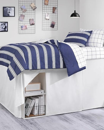Nautica - Twin Comforter Set, Cotton Reversible Bedding with Matching Sham, Stylish Home Decor, Dorm Room Essentials (Craver Navy, Twin/Twin XL) - LeafyLoom