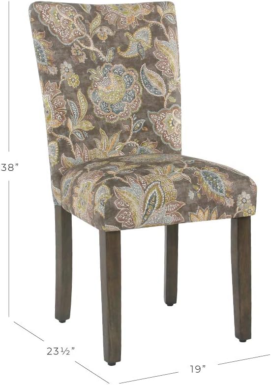 HomePop Parsons Classic Upholstered Accent Dining Chair, Set of 2, Multicolor Gray Floral - LeafyLoom