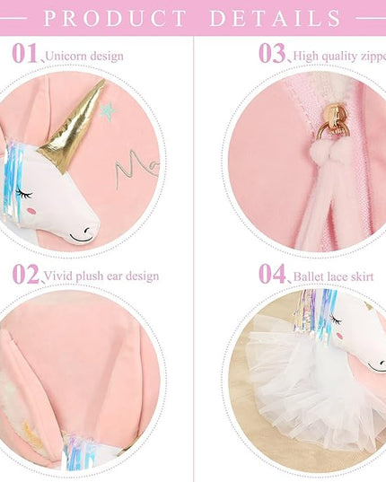 Pink Unicorn Bean Bag Chair for Girls Room Decorations, Toy Storage Beanbag Chairs, Velvet Fabric Super Soft, Extra Large Size Cover Only - LeafyLoom