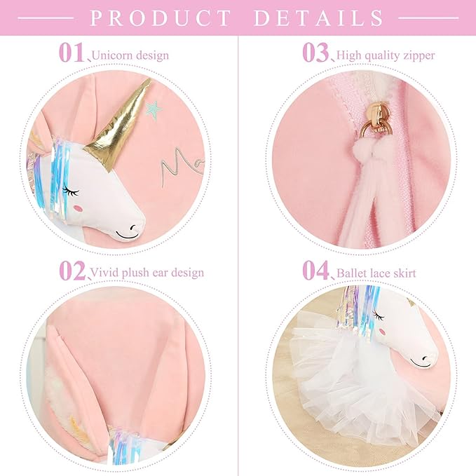 Pink Unicorn Bean Bag Chair for Girls Room Decorations, Toy Storage Beanbag Chairs, Velvet Fabric Super Soft, Extra Large Size Cover Only - LeafyLoom