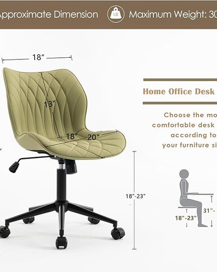 YOUNUOKE Office Desk Chair, Comfy Home Office Chairs, Small Comfortable Desk Chairs with Wheels, Armless PU Leather Chairs for Computer Conference, Avocado - LeafyLoom