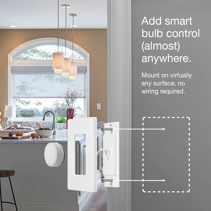 Lutron Aurora Wallplate Bracket For Paddle/Decorator Switch | For use with Aurora Smart Bulb Dimmer | L-AWALL1-WH | White Lutron