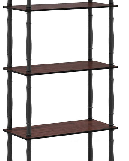 Furinno Turn-N-Tube 5-Tier Multipurpose Shelf / Display Rack / Storage Shelf / Bookshelf, Classic Tubes, Dark Cherry/Black - LeafyLoom