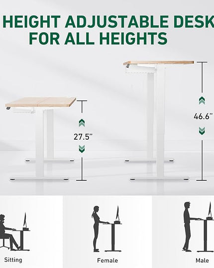 FEZIBO 55 x 24 Inches Standing Desk with Drawer, Adjustable Height Electric Stand up Desk with Storage, Sit Stand Home Office Desk, Ergonomic Computer Desk, Maple - LeafyLoom