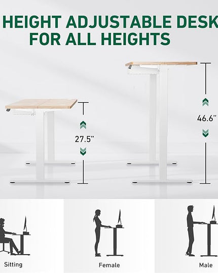 FEZIBO 40 x 24 Inches Standing Desk with Drawer, Adjustable Height Electric Stand up Desk with Storage, Sit Stand Home Office Desk, Ergonomic Computer Desk, Maple - LeafyLoom