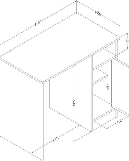 South Shore Small Computer Desk with Door, Pure Black - LeafyLoom