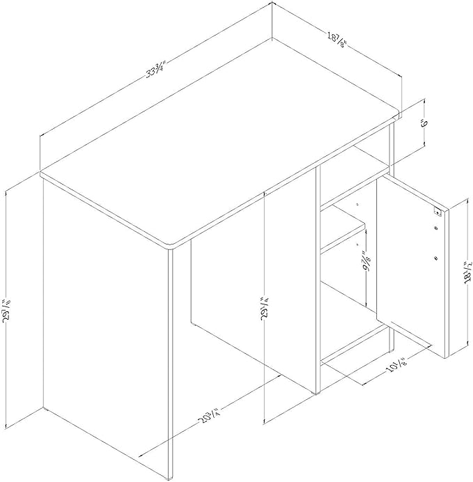 South Shore Small Computer Desk with Door, Pure Black - LeafyLoom