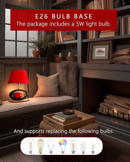 Red Modern Table Lamp, Ceramic Desk Lights with Linen Shade LED Bedroom Bedside Light Living Room Office Desk Night Lantern 14.8inch American Desktop Light for Home, E26 Base 60W 110V - LeafyLoom