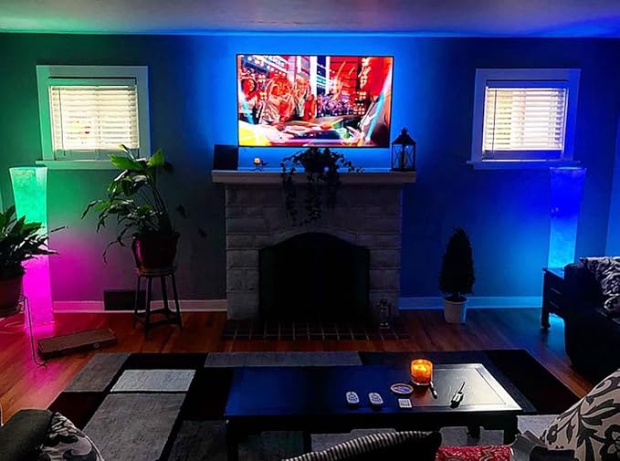 Soft Light Floor Lamp, 52" LEONC Twist RGB Color Changing Tyvek Fabric Shade Dimmable Remote Control and 2 Smart LED Bulbs for Livingroom… - LeafyLoom