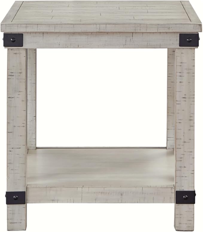 Signature Design by Ashley Carynhurst Rustic Farmhouse End Table, Whitewash - LeafyLoom