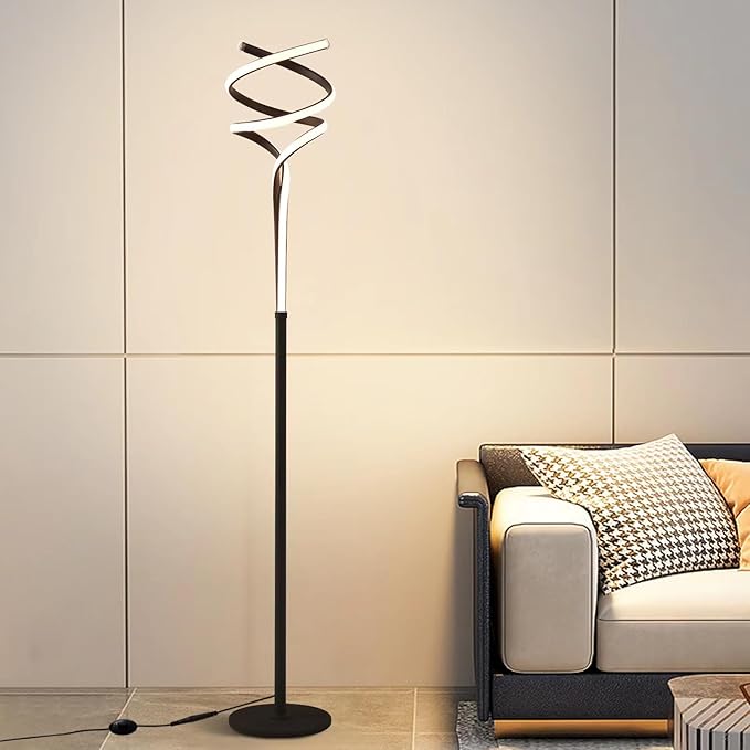 Floor Lamp,LED Modern Floor Lamps for Living Room,2500LM/40W-3-Color/Endless Dimmable Remote Control Standing Lamp,63" Black Floor Lamp for Living Room Bedroom Office. - LeafyLoom