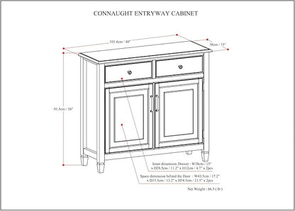 SIMPLIHOME Connaught SOLID WOOD Wide Traditional Storage Cabinet for The Living, Entryway and Family Room, 40 inch, Distressed Coastal Blue - LeafyLoom