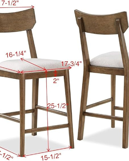 NicBex Small Dining Table Set for 4 Kitchen & Dining Room Tables Modern Counter-Height 5-Piece Dining Set with Upholstered Cushion Seat Chair, Solid Wood, Brown - LeafyLoom