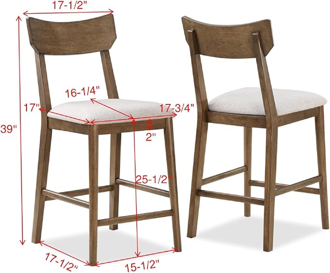 NicBex Small Dining Table Set for 4 Kitchen & Dining Room Tables Modern Counter-Height 5-Piece Dining Set with Upholstered Cushion Seat Chair, Solid Wood, Brown - LeafyLoom