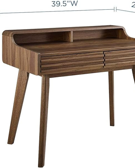 Modway Render Mid-Century Modern Writing Desk in Walnut - LeafyLoom