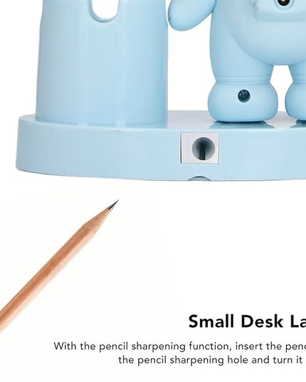 SUNGOOYUE Shape Small Desk Lamp, Rechargeable Desk Lamp with Pen Holder Sharpener Night Light for Dorm Bedroom (Blue) - LeafyLoom