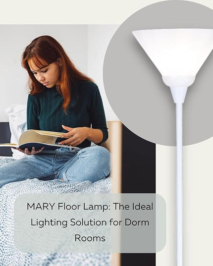 LIGHTACCENTS White Torchiere Floor Lamp - Floor Lamps for Living Room, Bedroom Standing Lamp, Modern Living Room Decor, 70-Inch Pole Light with Opal White Cone Shade - Stylish Tall Lamp - LeafyLoom