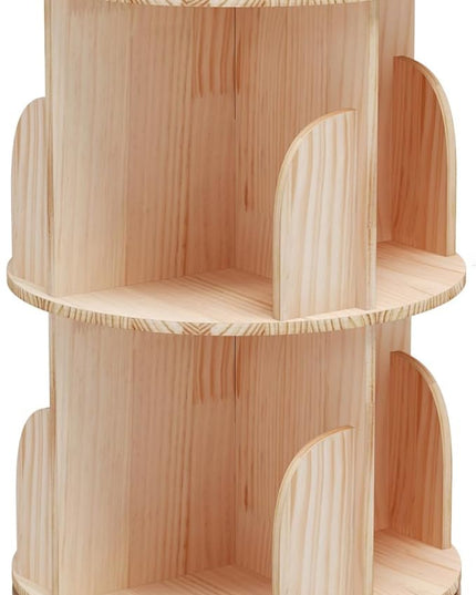 Rotating Bookshelf, 360 Display 2 Tier Floor Standing Bookcase Storage Rack for Kids&Adult, Wood Narrow Book Shelf Organizer for Bedroom, Living Room, Study Room - LeafyLoom