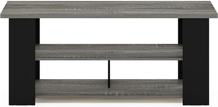 Furinno JAYA TV Stand, French Oak Grey/Black - LeafyLoom