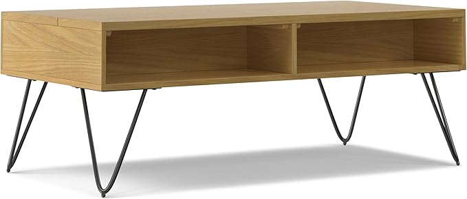 SIMPLIHOME Hunter Lift Top Coffee Table, 48 inch, Oak Veneer - LeafyLoom