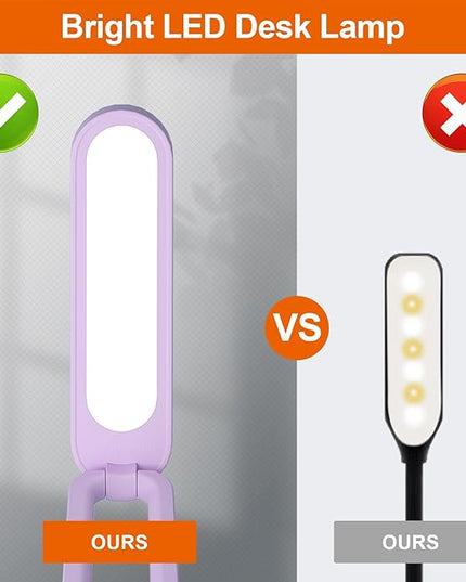 LED Desk Lamp for Office Home & Battery Operated Lamp Rechargeable Lamp Foldable & Portable Light, LED Desk Light Strip, 3 Brightness Dimmable Small Desk Lamp Wireless Reading Lamp - LeafyLoom