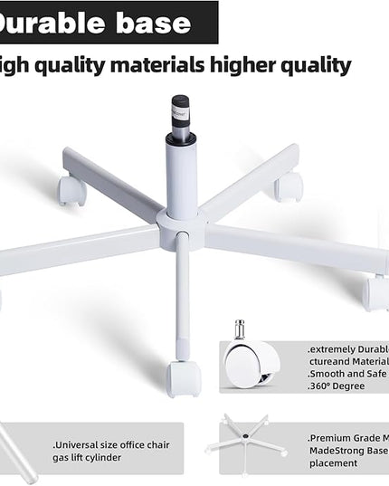 Purgreen Home Office Swivel Chair Base – Durable, Steady and Easy Installation – Perfect for Criss Cross and Cross Legged Chairs with Replacement Casters (White, Gas Lift+Base+Wheel) - LeafyLoom