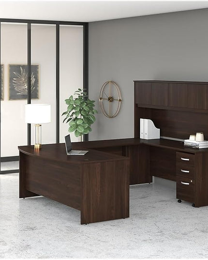 Bush Business Furniture Studio C 72-inch W Bow Front Computer Desk, Black Walnut (SCD172BW) - LeafyLoom