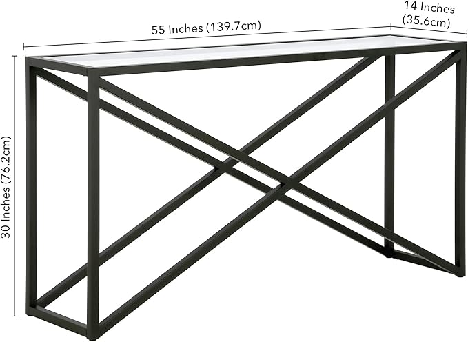 Calix 55'' Wide Rectangular Console Table in Blackened Bronze - LeafyLoom