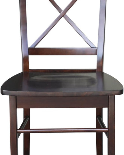 International Concepts X- Back Chair, with Solid Wood Seat, Java - LeafyLoom
