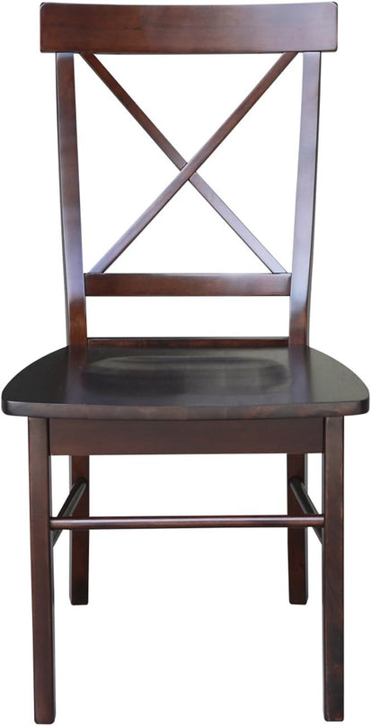 International Concepts X- Back Chair, with Solid Wood Seat, Java - LeafyLoom