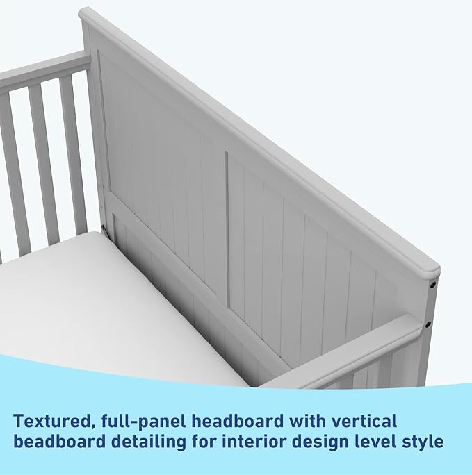 Graco Hadley 5-in-1 Convertible Crib with Drawer (Pebble Gray) – GREENGUARD Gold Certified, Crib with Drawer Combo, Full-Size Nursery Storage Drawer, Converts to Toddler Bed, Daybed - LeafyLoom