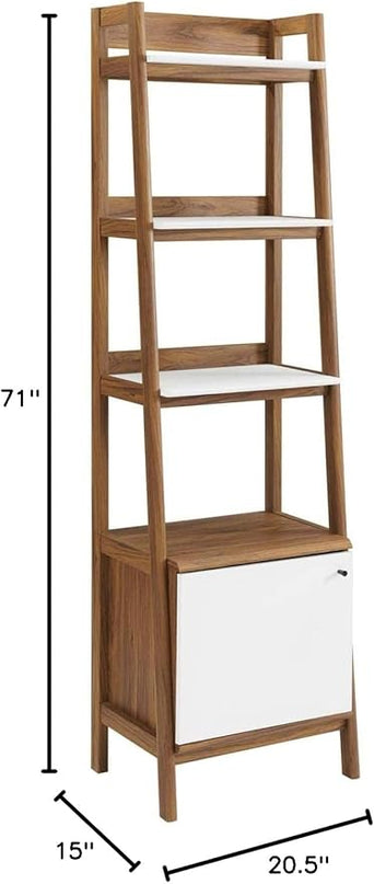 Modway Bixby Display Case, 21" Bookshelf, Walnut White - LeafyLoom