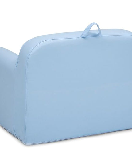 Delta Children Personalized Cozee Chair - Customize with Name – Foam Kids Chair for Ages 18 Months and Up, Powder Blue - LeafyLoom