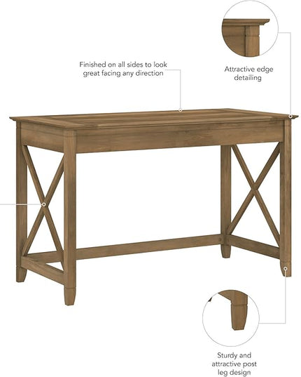 Bush Furniture Key West 48W Writing Desk in Reclaimed Pine - LeafyLoom