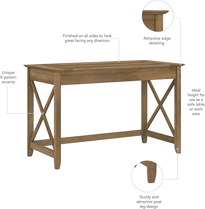Bush Furniture Key West 48W Writing Desk in Reclaimed Pine - LeafyLoom