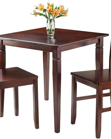 Winsome Kingstate Dinning Table with 2 Hamilton Ladder Back Chairs, Brown - LeafyLoom