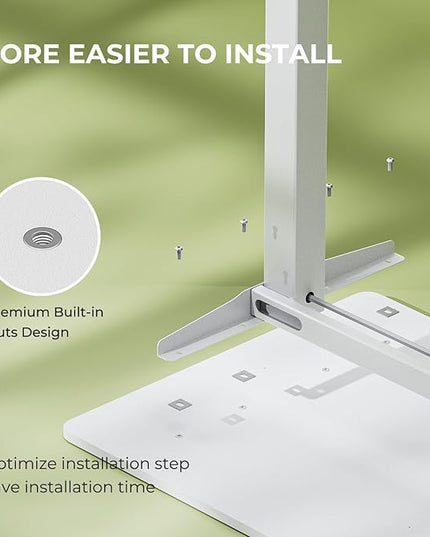 Electric Standing Desk,Adjustable Height Desk With Curved Desktop, Stand Up Desk With 2 Metal Hooks & Cable Organizer Box, Powerful Motor For Fast Switch From Sit To Stand Position 55x24 White - LeafyLoom
