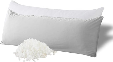 WhatsBedding Memory Foam Body Pillow with Breathable Zippered Cotton Cover, Full Body Pillow for Adults, Long Pillow for Sleeping, Firm Body Pillow Breathable Fluffy Supportive, 20x54in, Light Gray - LeafyLoom