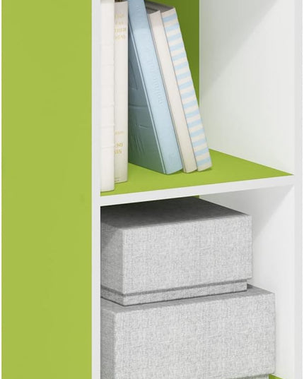 Furinno Luder Bookcase / Book / Storage, 4-Tier Cube, Green/White - LeafyLoom