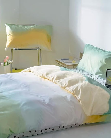 Green Rainbow Comforter Set, 3PCs Cal King, Lightweight Breathable Cotton Blanket Quilt, All Season, Ideal Gift, Durable, Easy Care - LeafyLoom