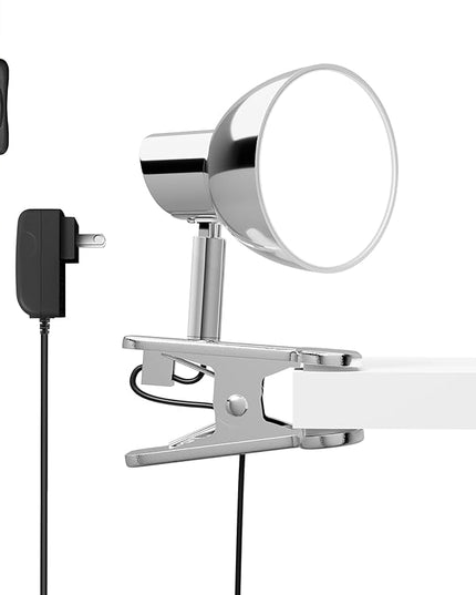 LED Clamp Light,5W Super Bright Desk Lamp, 330° Rotation Small Lamp with Clamp on Desk/Table/Bed Headboard/Cupboard Home Lighting, Modern and Save Space Illumination Powerful Lamp Silver - LeafyLoom