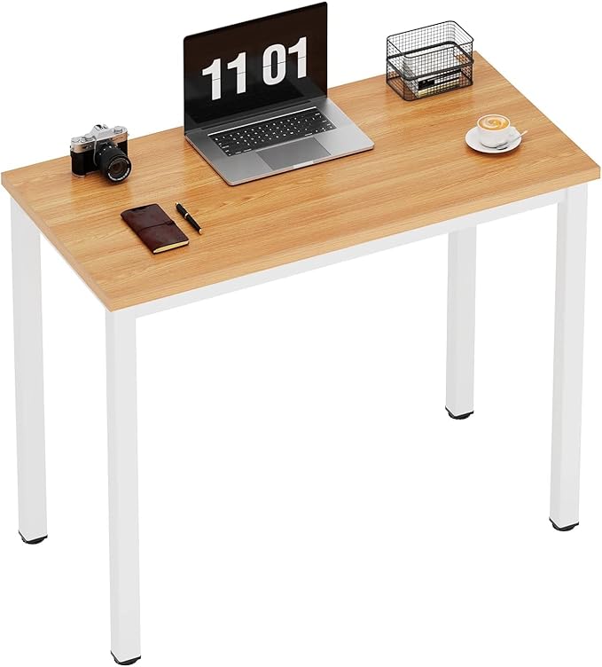 sogesfurniture Computer Office Desk Computer Table with BIFMA Certification Sturdy Office Desk Writing Desk,Teak&Black,BHUS-AC3BW-8040 - LeafyLoom
