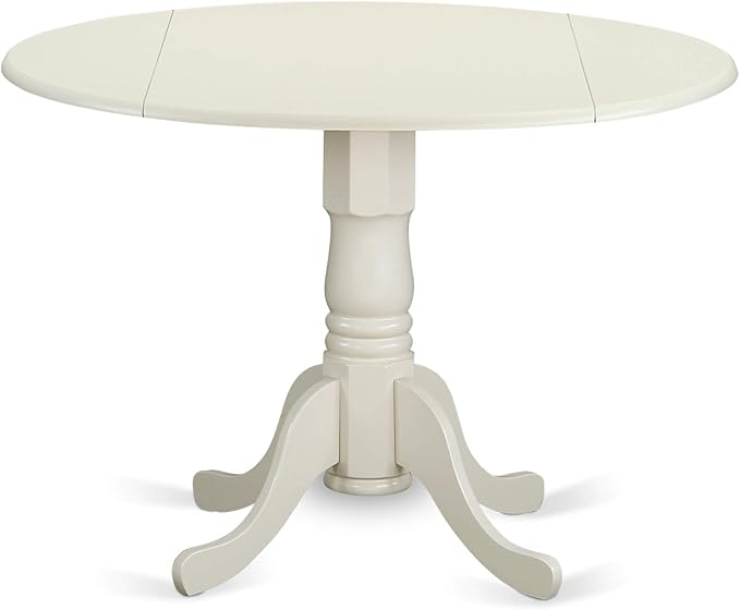 East West Furniture Dublin 3 Piece Dinette Set for Small Spaces Contains a Round Table with Dropleaf and 2 Kitchen Dining Chairs, 42x42 Inch, DLNO3-LWH-W - LeafyLoom