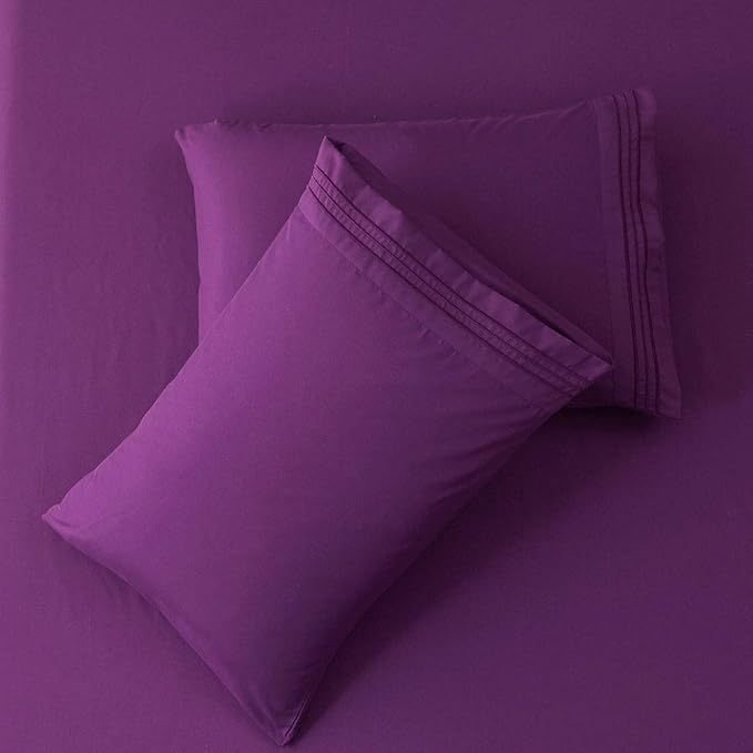 SONORO KATE Bed Sheet Set Super Soft Microfiber 1800 Thread Count Luxury Egyptian Sheets 16-Inch Deep Pocket Wrinkle -4 Piece(King Purple) - LeafyLoom