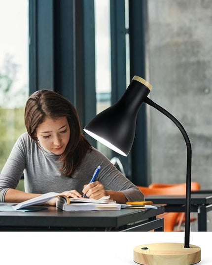 Desk Lamp Eye-Caring Table Lamps, Gooseneck Reading Desk Lamps Light, Portable Reading Book Light, Clamp Light, Study Desk Lamps for Bedroom and Office Home Lighting (Black-01) - LeafyLoom