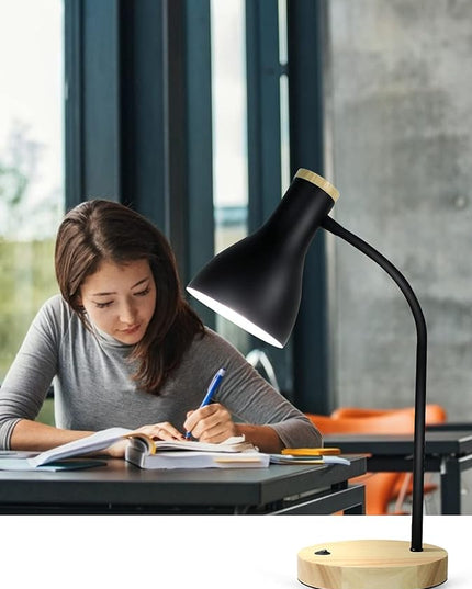 Desk Lamp Eye-Caring Table Lamps, Gooseneck Reading Desk Lamps Light, Portable Reading Book Light, Clamp Light, Study Desk Lamps for Bedroom and Office Home Lighting (Black-01) - LeafyLoom