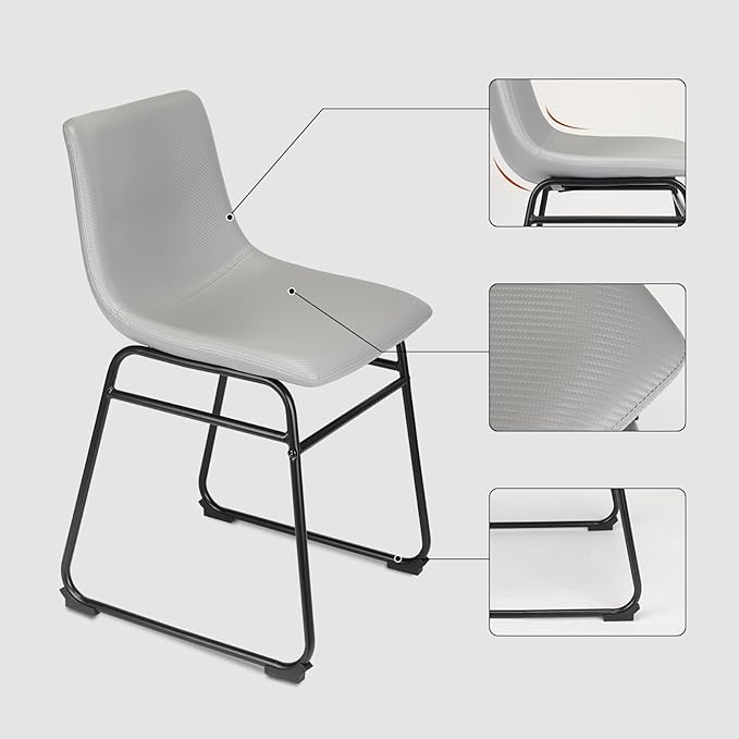 18" Dining Chairs, Dining Chair with Back, Bar Chair for Kitchen, Living Room, Light Grey, Set of 2 - LeafyLoom