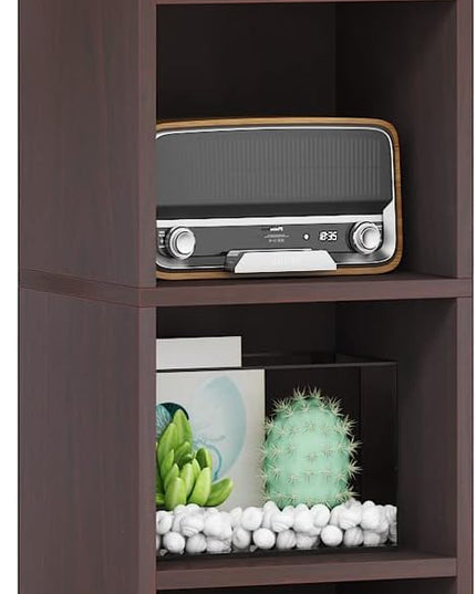 70.9 Inch Tall Narrow Bookcase, Corner Bookshelf 6 Tier Cube Display Shelf Storage Organizer for Small Space, Brown - LeafyLoom