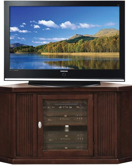 Leick Home 86285 One Door Corner TV Stand for 50" TV's, Chocolate Cherry - LeafyLoom